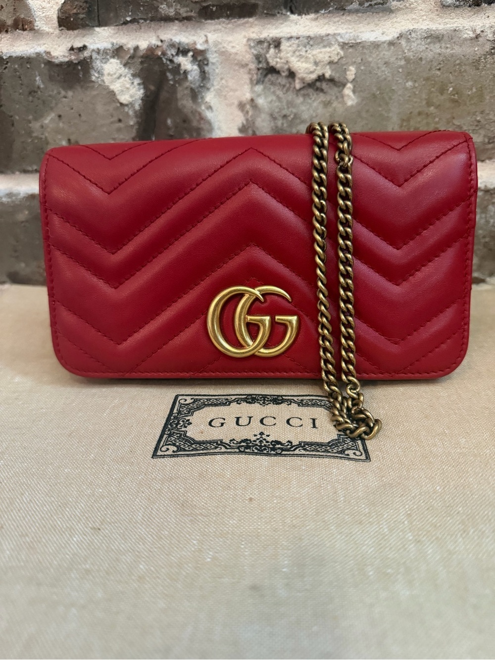 Gucci Red GG Marmont Mini Shoulder/Crossbody bag